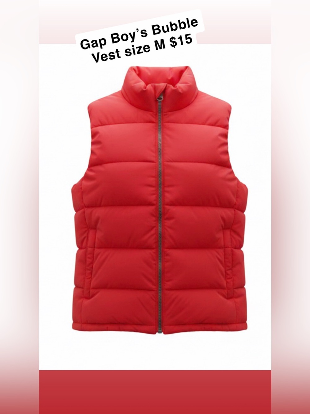 GAP Boys Coral-Red Bubble Puffer Vest